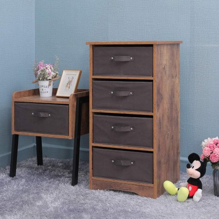 Mighty Rock 4-Tier Drawers Chest, Floor Storage Cabinet with Removable Drawer, Wooden Dresser Storage Tower for Small Rooms, Living Room, Bedroom, Closet, Hallway, Rustic Brown 